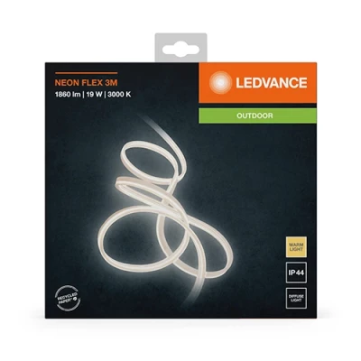 Neona LED lente 3m, 6.3W/m, 3000K, IP44