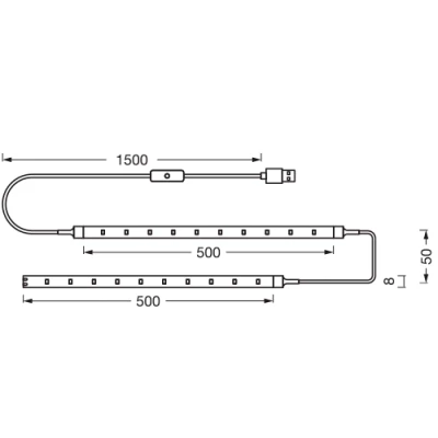 LED лента для подсветки телевизора, 1.5m, 2.8W, IP20, 3500K, USB