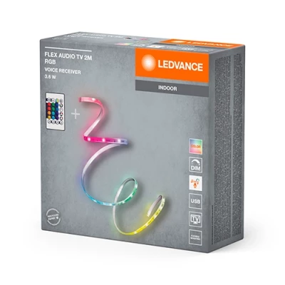 LED lente ar audio uztvērēju un USB, 2m, 3.6W, RGB, IP20