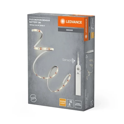 LED lente ar baterijām un kustības sensoru, 2m, 3.6W, 3000K, IP20