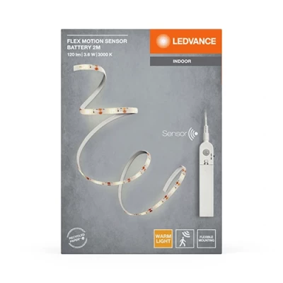 LED lente ar baterijām un kustības sensoru, 2m, 3.6W, 3000K, IP20