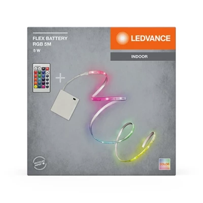 LED strip on batteries with remote, 5m, 5W, RGB, IP20