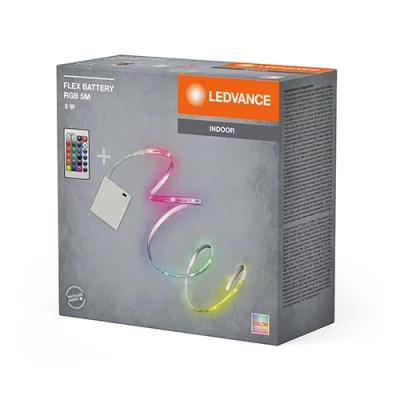 LED strip on batteries with remote, 5m, 5W, RGB, IP20