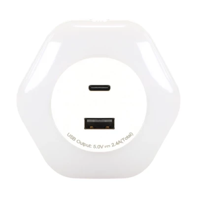 LED Night Light for Socket with USB Type-A and Type-C Sockets, 0.3W, 4000K, 30Lm, OZIL