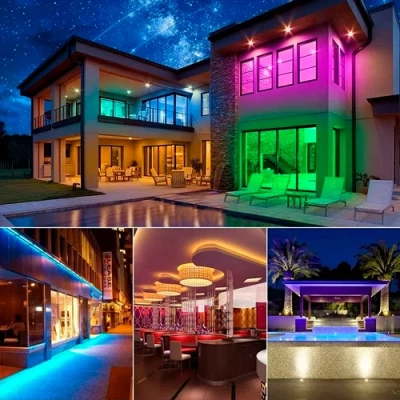 Augstsprieguma 220V LED lente IP67, daudzkrāsaina, 8W/m