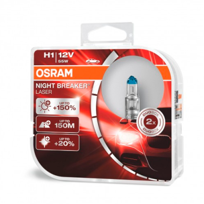 Halogen bulbs H1, 12V, 55W, 3400K, NIGHT BREAKER LASER series