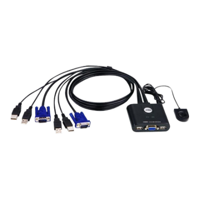 Aten 2-Port USB VGA Cable KVM Switch with Remote Port Selector | Aten | KVM Cable KVM Switches CS22U Search Product or keyword 2-Port USB VGA Cable KVM Switch with Remote Port Selector