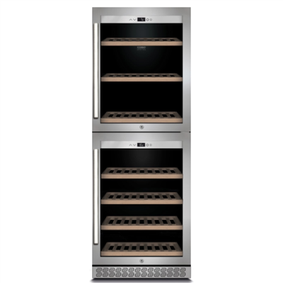 Caso | Wine cooler | WineChef Pro 126-2D | Energy efficiency class G | Showcase | Free standing | Bottles capacity Up to 126 bottles | Cooling type Compressor technology | Stainless steel