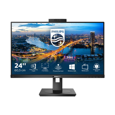 Philips | LCD Monitor with Windows Hello Webcam | 242B1H / 00 | 23.8 " | IPS | FHD | 16:9 | 75 Hz | 4 ms | 1920 x 1080 pixels | 250 cd / m² | HDMI ports quantity 1 | Black