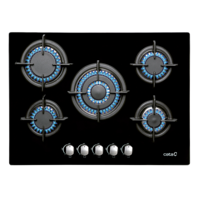 CATA | Hob | L 7005 CI BK | Gas on glass | Number of burners / cooking zones 5 | Rotary knobs | Black