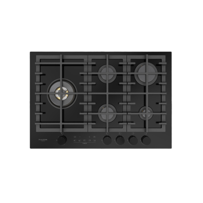 Fulgor | Hob | FCLH 755 G T WK BK | Gas on glass | Number of burners / cooking zones 5 | Rotary knobs / LED control | Timer | Black | Display
