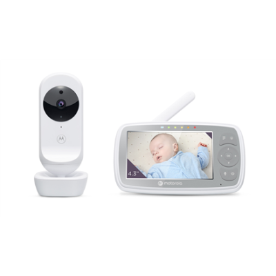 Motorola | Wi-Fi Video Baby Monitor | VM44 CONNECT 4.3" | 4.3" LCD colour display with 480 x 272px resolution; 2x digital zoom; Two-way talk; Room temperature monitoring; Infrared night vision; Visual sound level indicator; High sensitivity micropho