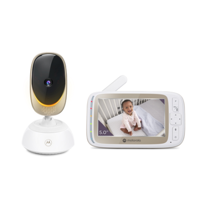 Motorola | Wi-Fi Video Baby Monitor with Mood Light | VM85 CONNECT 5.0" | 5" TFT color display with 480 x 272 resolution; Lullabies; Two-way talk; Room temperature monitoring; Infrared night vision; LED sound level indicator; Wi-Fi connectivity for 