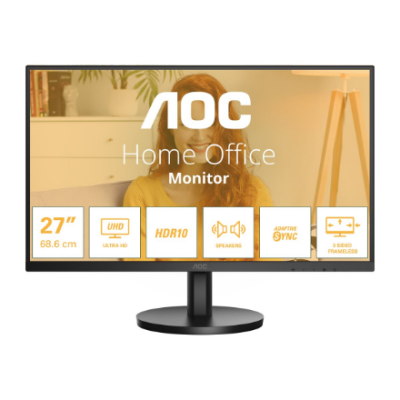 AOC | U27B3A | 27 " | IPS | UHD | 16:9 | 60 Hz | 4 ms | 3840 x 2160 pixels | 350 cd / m² | HDMI ports quantity 2