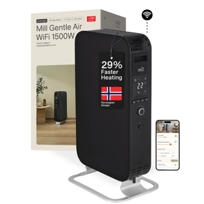 Mill | Heater | OIL1500WIFI3 Gentle Air | Oil Filled Radiator | 1500 W | Suitable for rooms up to 22 m² | Black