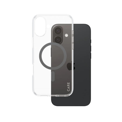 CARE by PanzerGlass Case Flagship | Back protection | Apple | iPhone 16 Plus | Recycled plastic | Transparent / Black | MagSafe