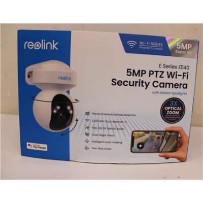 SALE OUT. Reolink E Series E540 Smart 5MP PTZ WiFi Camera with Motion Spotlights, White | Reolink | Smart WiFi Camera with Motion Spotlights | E Series E540 | 24 month(s) | PTZ | 5 MP | 2.8-8 / F1.6 | IP65 | H.264 | Micro SD, Max. 256 