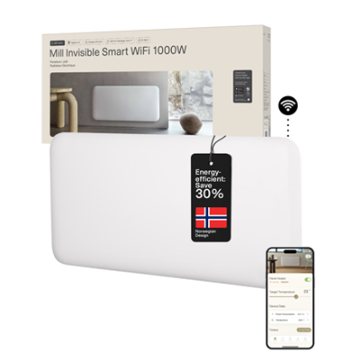 Mill Invisible Smart WiFi Heater | PA1000WIFI4 | Panel Heater | 1000 W | Suitable for rooms up to 12-16 m² | White | IPX4