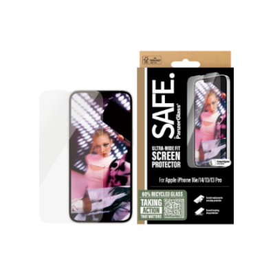 PanzerGlass Screen protector | Apple | iPhone 16e / 14 / 13 / 13 Pro | Glass | Transparent | Ultra-Wide Fit W. Aligner