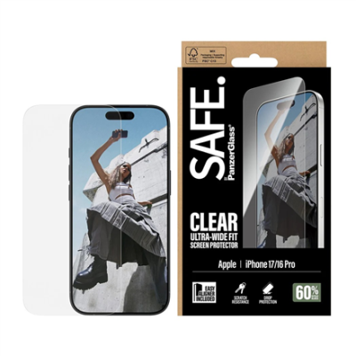 PanzerGlass Screen protector | Apple | iPhone 16 Pro / iPhone 17 | Transparent | Ultra-Wide Fit w. EasyAligner