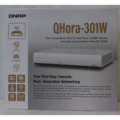 SALE OUT. QNAP QHora-301W WiFi 6 up to 3.5Gbps Speed AX optimized Quad-Core Processor 4x4 MU-MIMO & OFDMA 2* 10GbE (Multi-Gig) WAN / LAN adjus | QNAP Dual bandRouter | QHora-301W | 802.11ax | Ethernet LAN (RJ-45) ports 6 | Mesh Support Yes | M