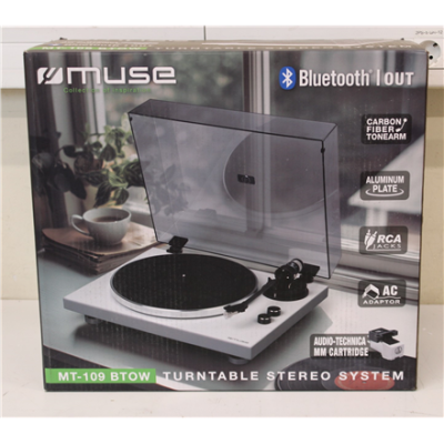 SALE OUT. Muse MT-109 BTOW Hifi Turntable, White | Muse Hifi Turntable | MT-109 BTOW | Bluetooth Out | USED, SCRATCHES ON ALUMINUM PLATE