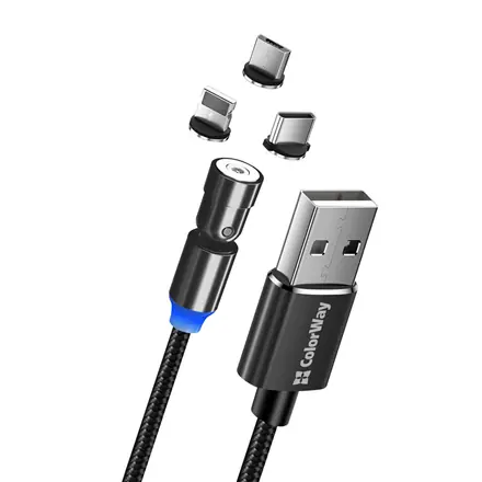 ColorWay kabelis 3in1 (Lightning+MicroUSB+Type-C) magnētiskā rotācija